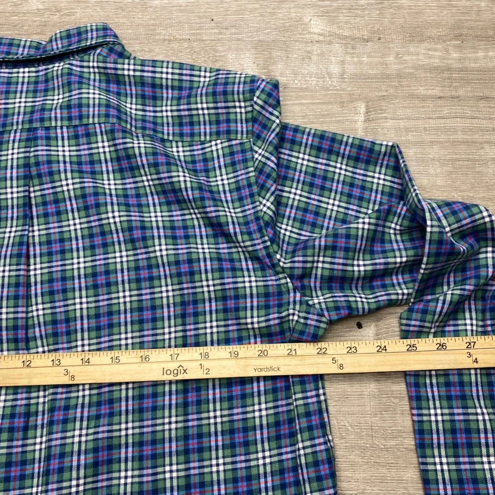 Vineyard Vines Shirt Murray Classic Fit Mens M Green Blue Plaid Performance Poly